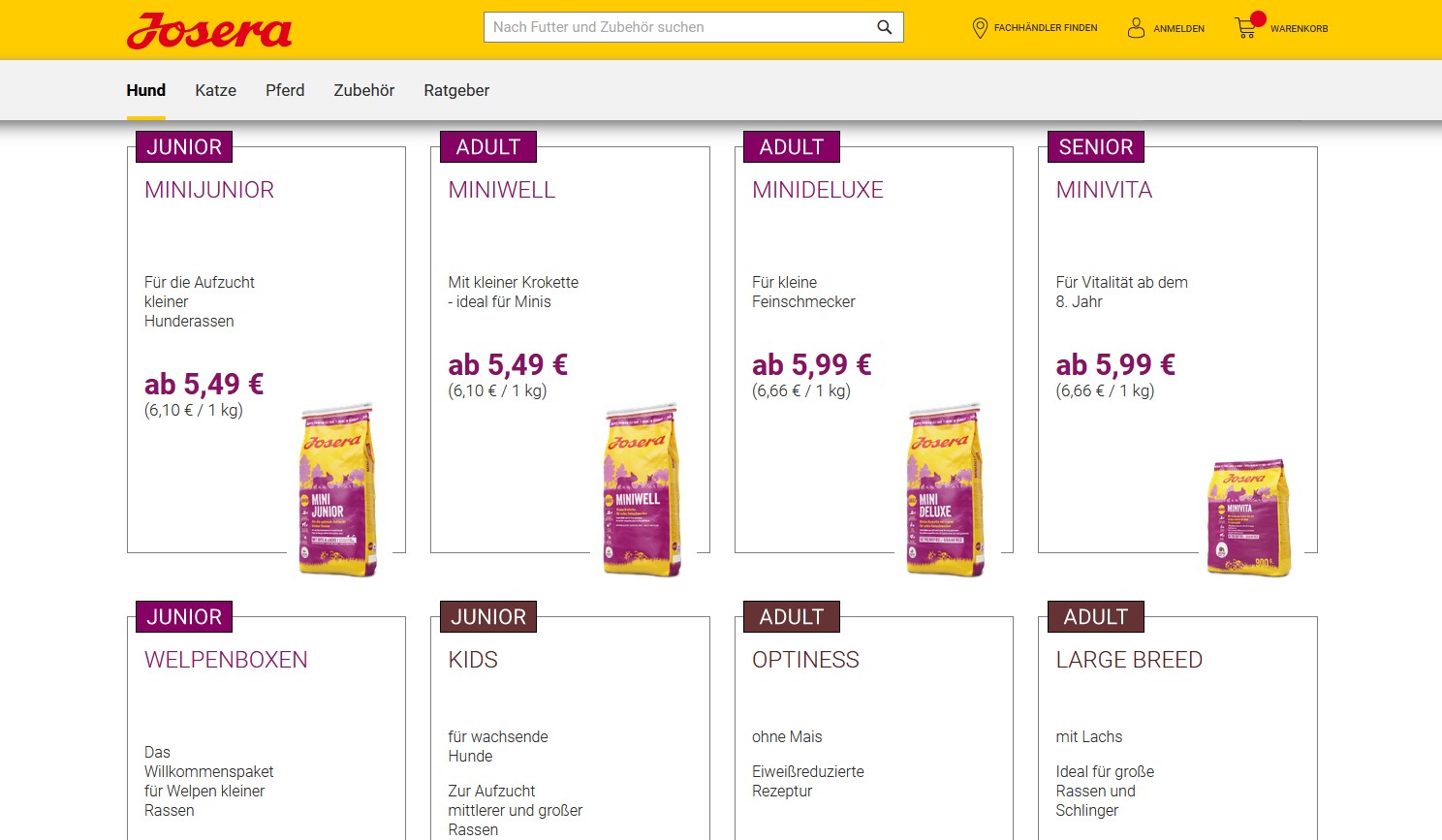 Website Vorschau von JOSERA