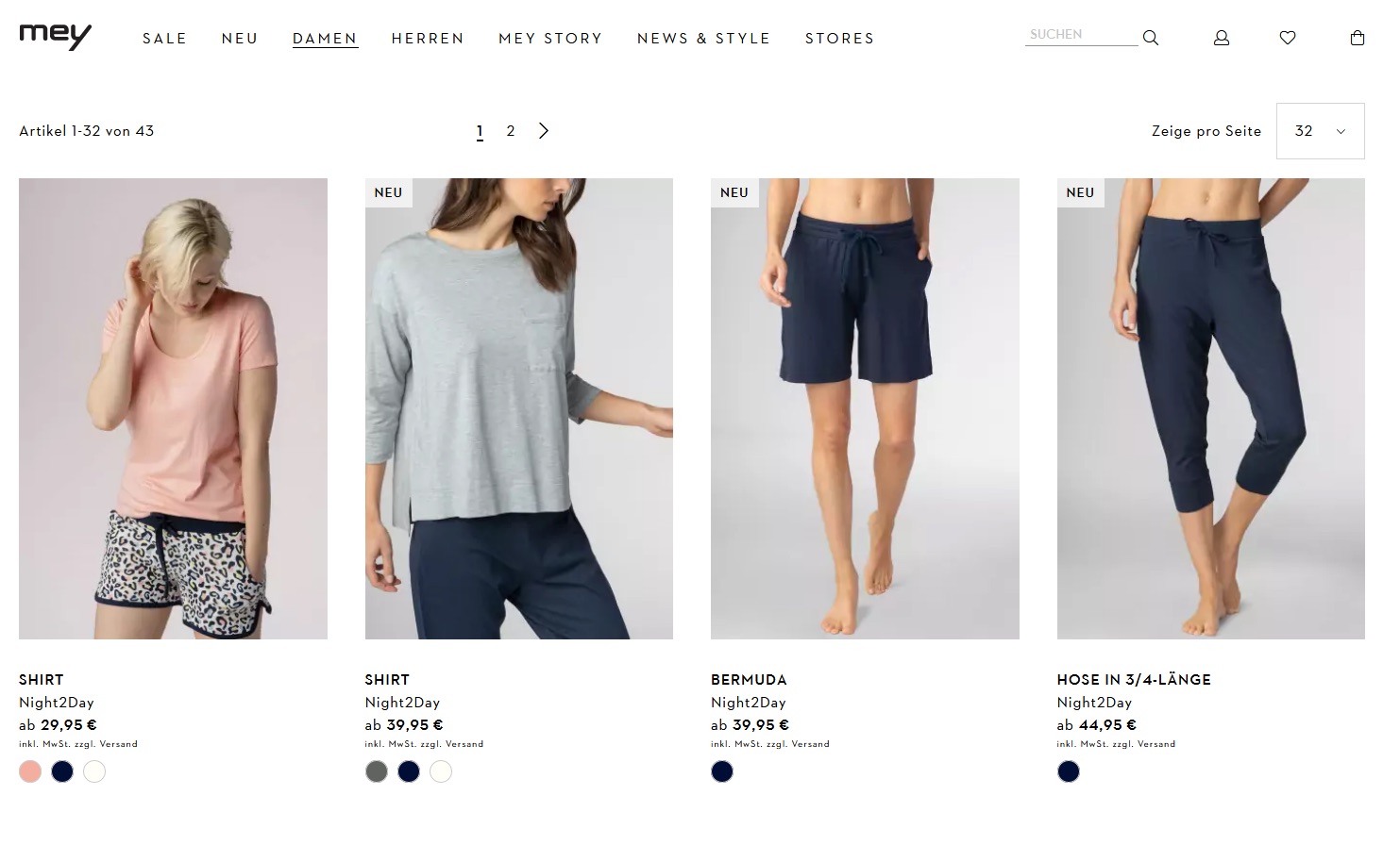 Website Vorschau von mey Bodywear