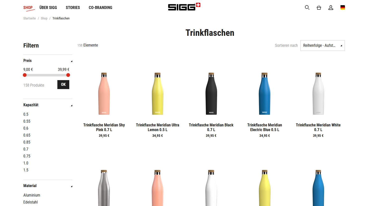 Website Vorschau von SIGG