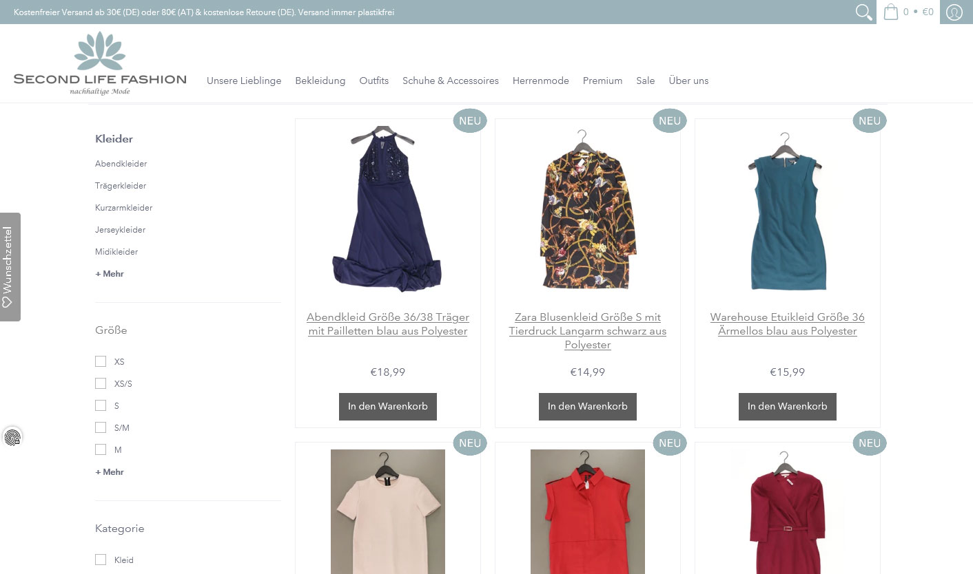 Website Vorschau von Second Life Fashion
