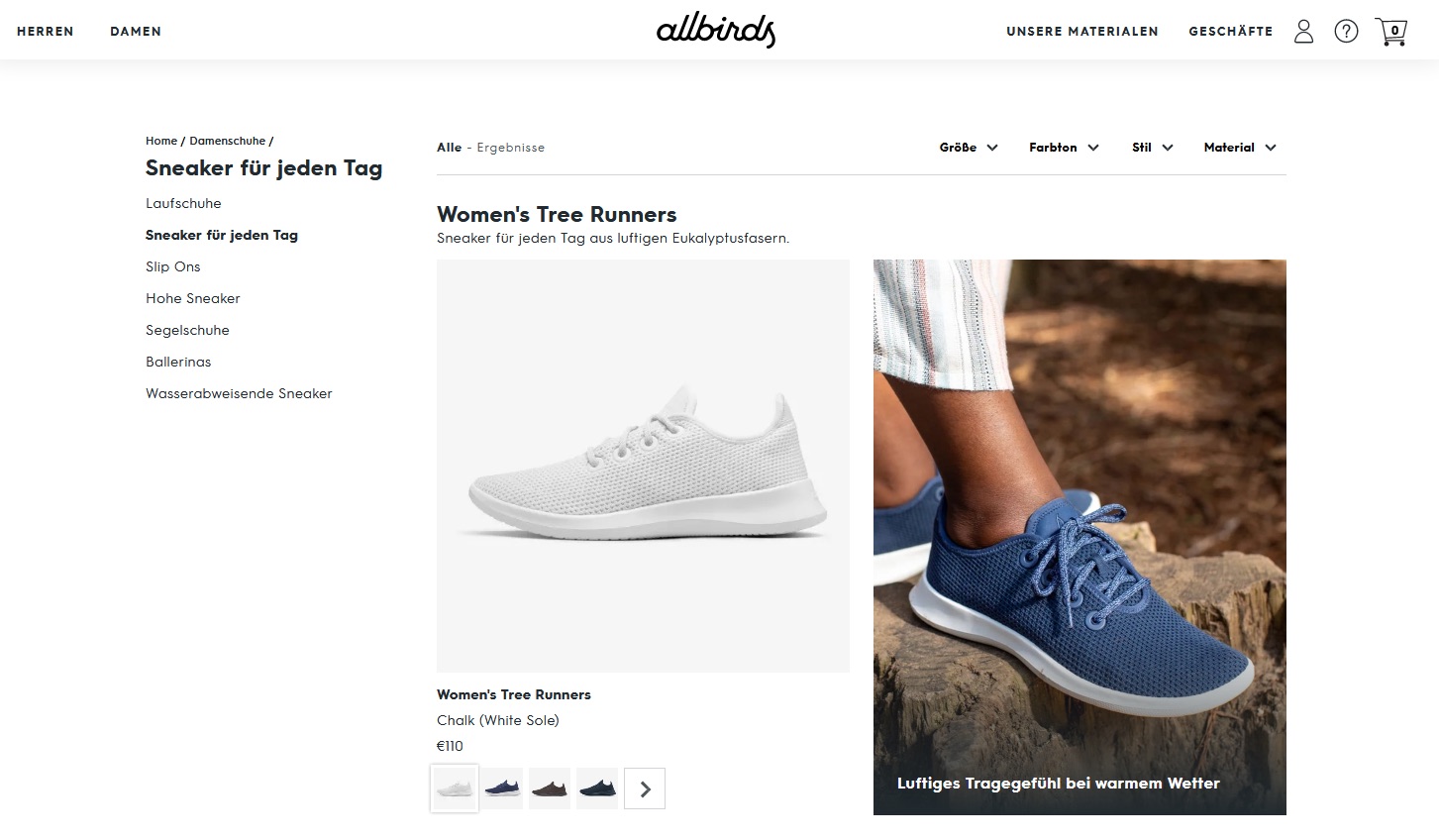 Website Vorschau von Allbirds