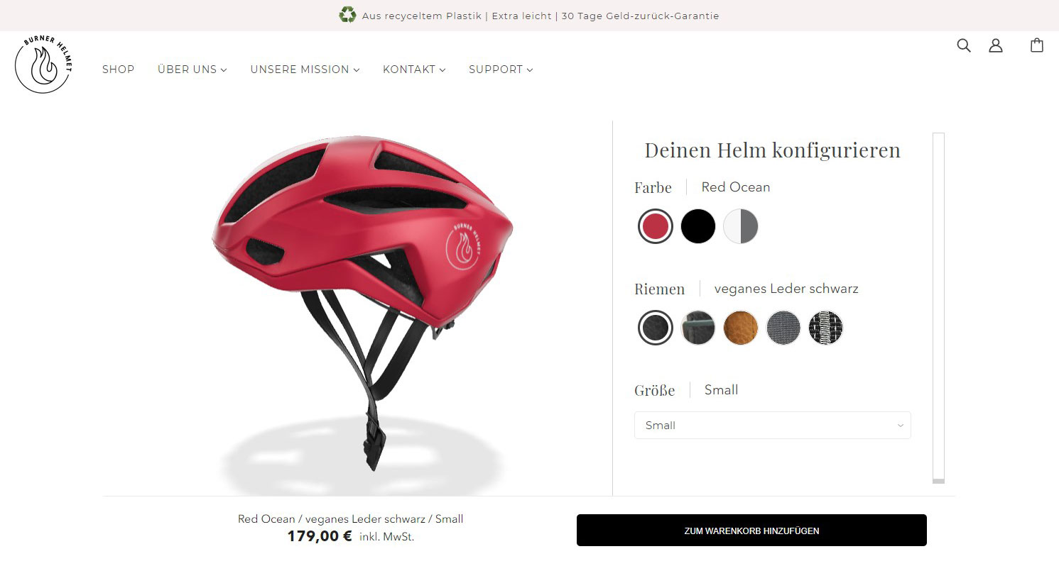 Website Vorschau von Burner Helmet