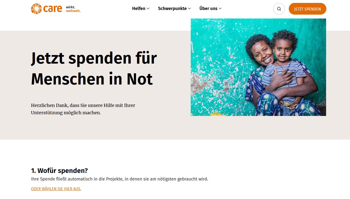 Website Vorschau von CARE Hilfsorganisation