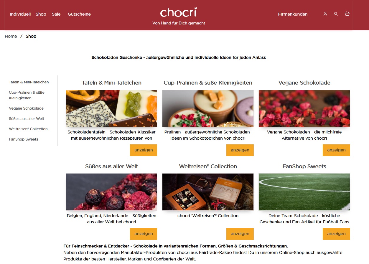 Website Vorschau von chocri