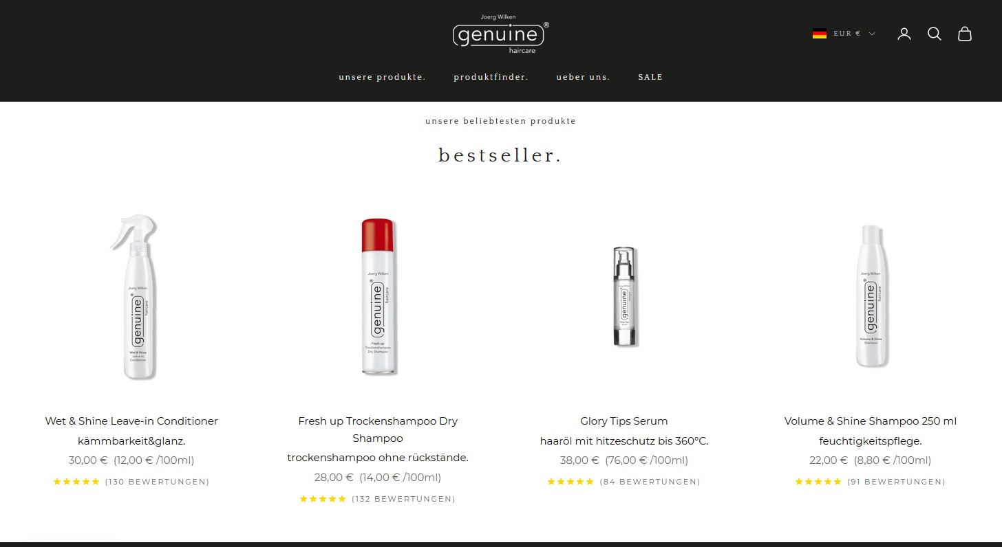 Website Vorschau von genuine haircare