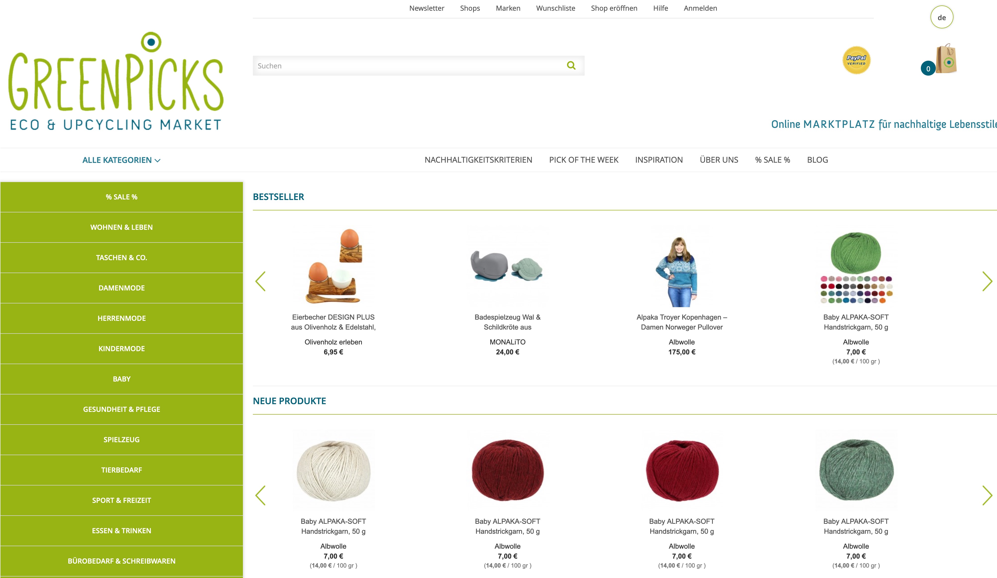 Website Vorschau von Greenpicks