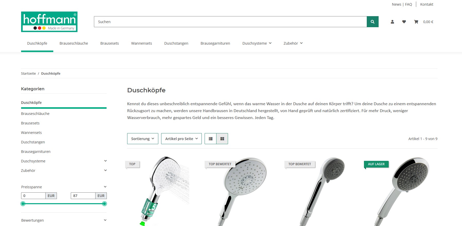 Website Vorschau von hoffmann Armaturen