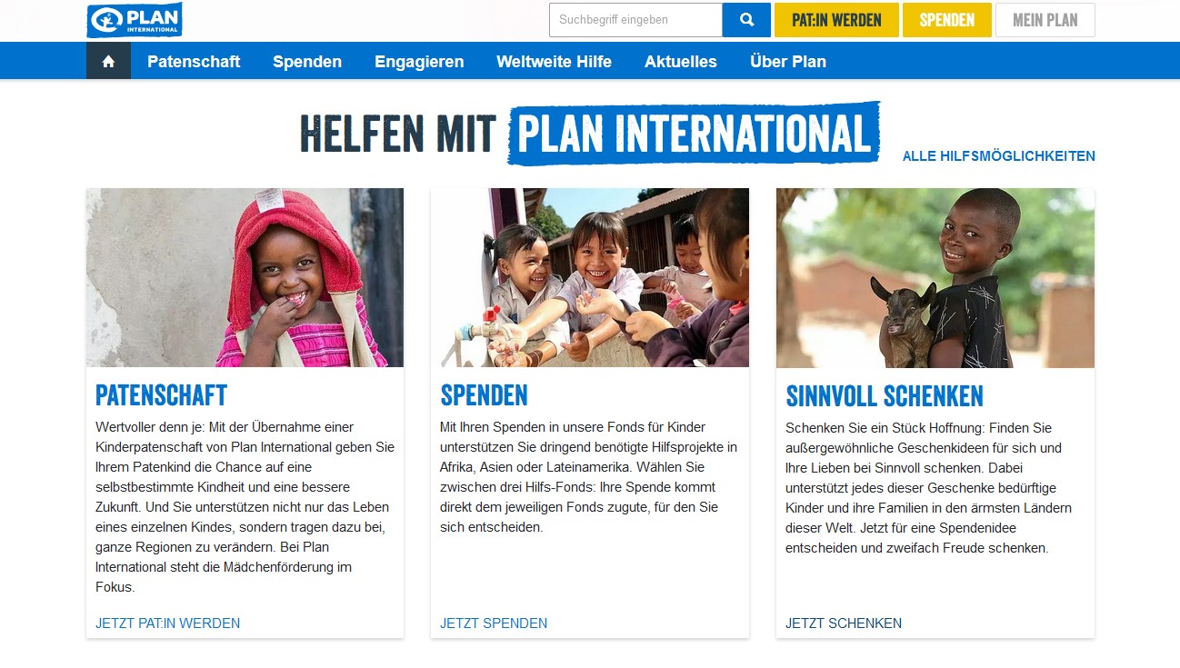 Website Vorschau von Kinderhilfswerk Plan