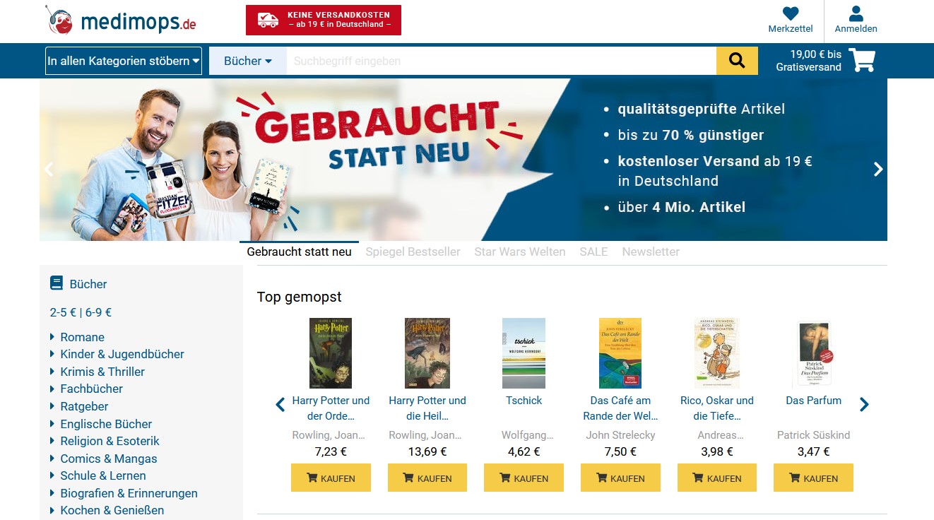 Website Vorschau von Medimops