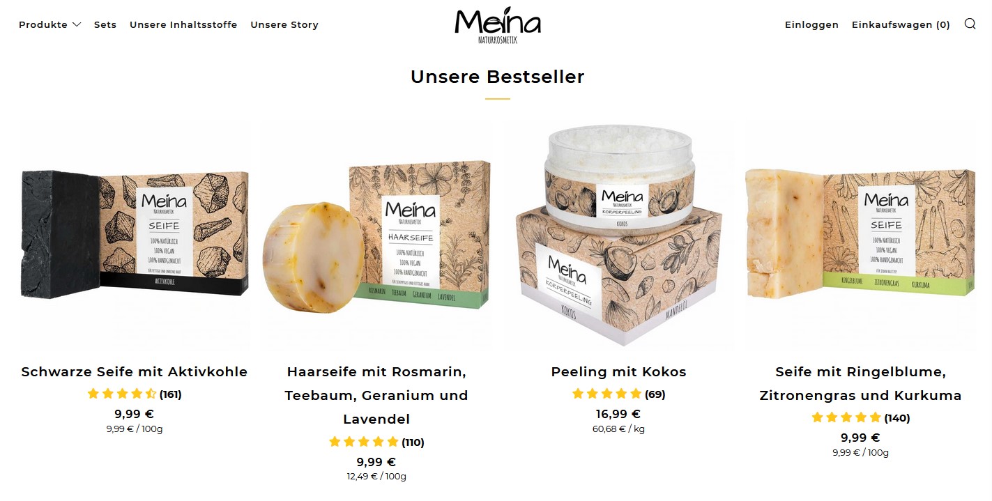 Website Vorschau von Meina Naturkosmetik