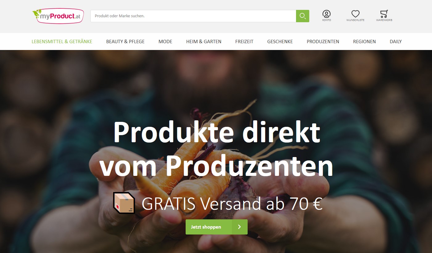 Website Vorschau von myProduct.at