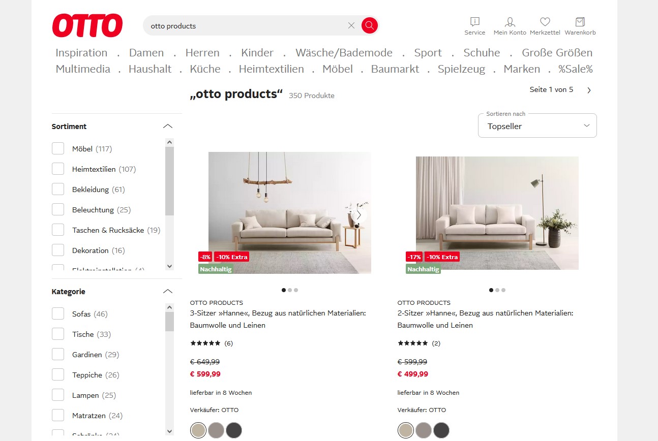 Website Vorschau von OTTO products