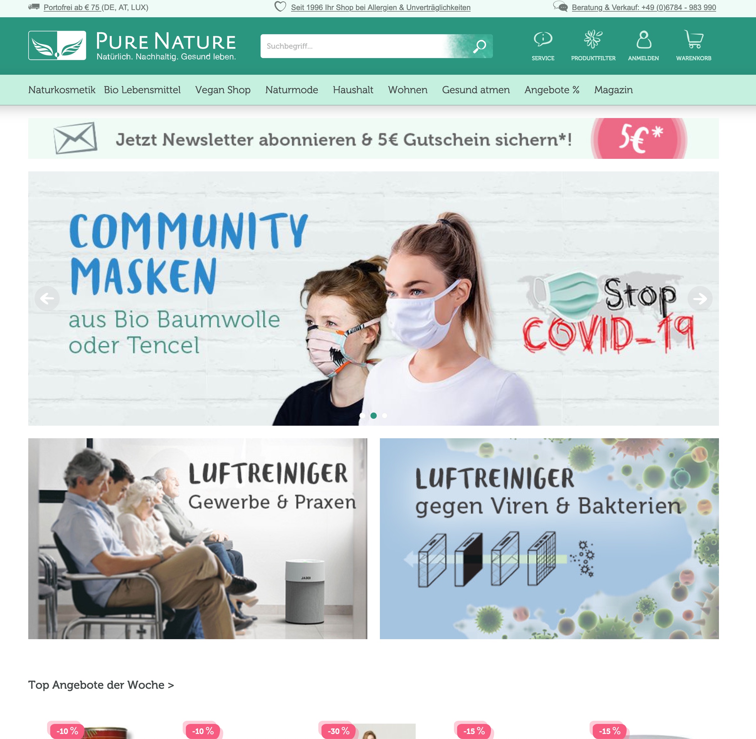 Website Vorschau von PureNature