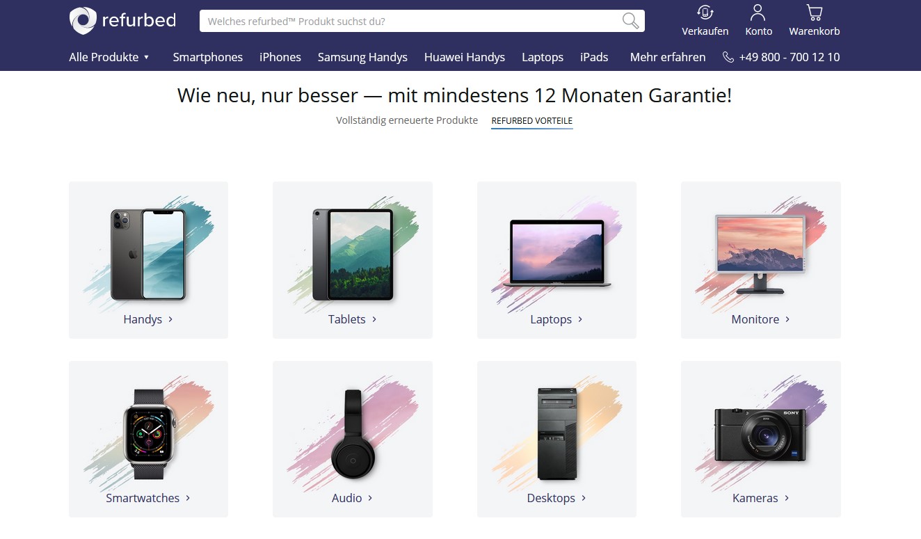 Website Vorschau von refurbed