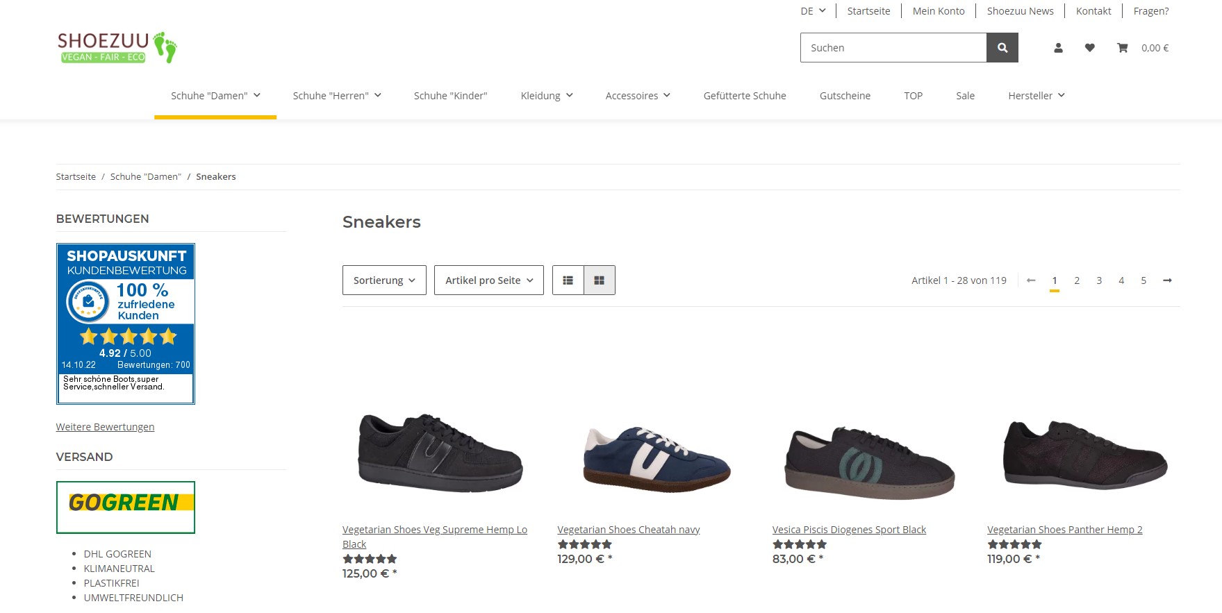 Website Vorschau von Shoezuu
