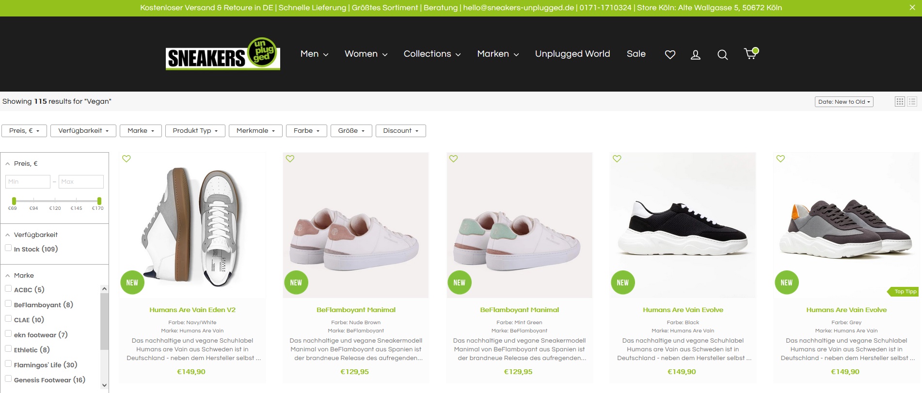 Website Vorschau von Sneakers Unplugged