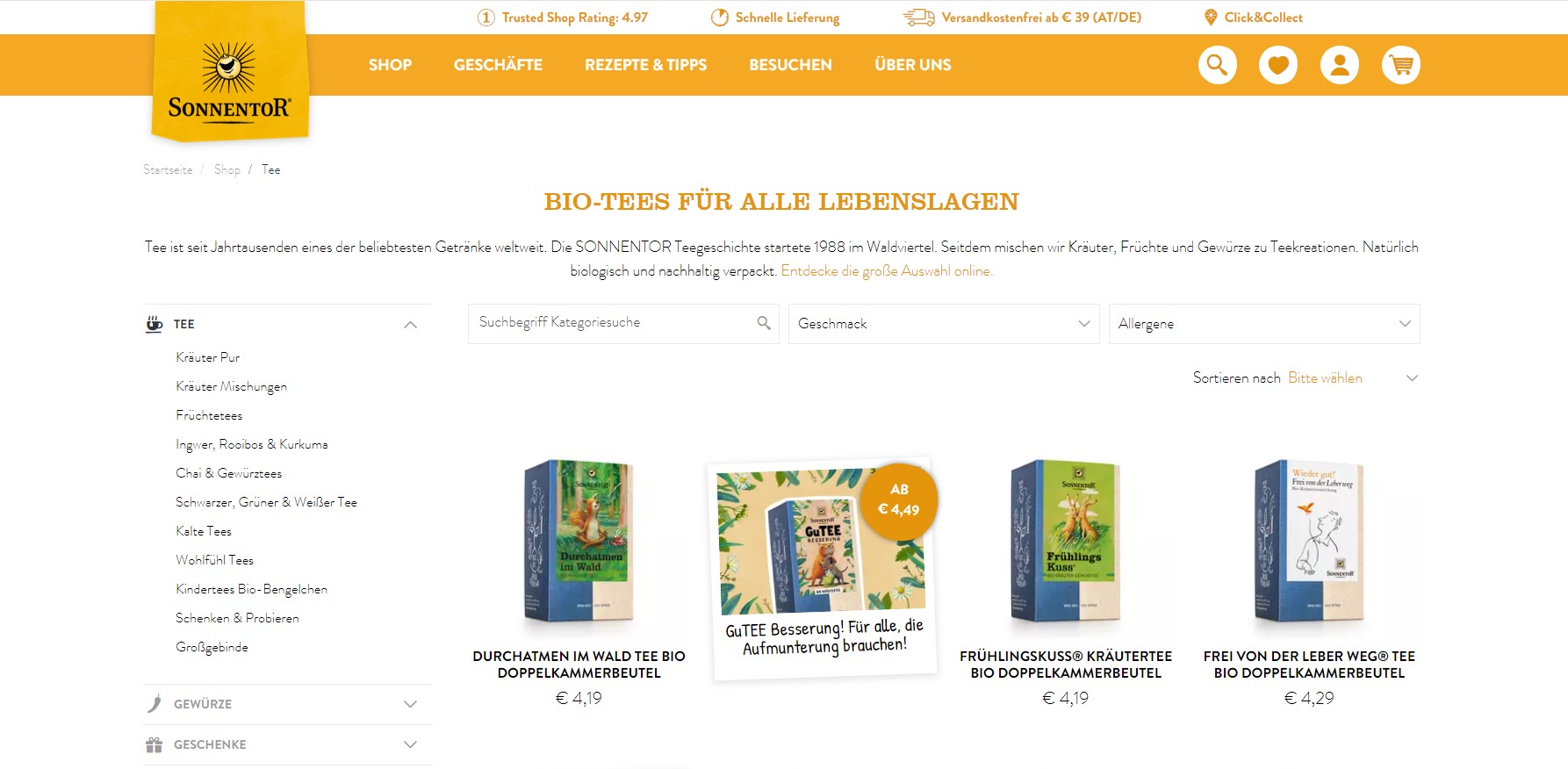 Website Vorschau von SONNENTOR