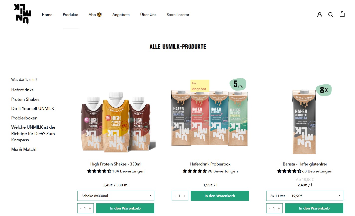 Website Vorschau von UNMILK