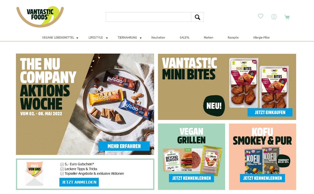 Website Vorschau von VANTASTIC-FOODS.com