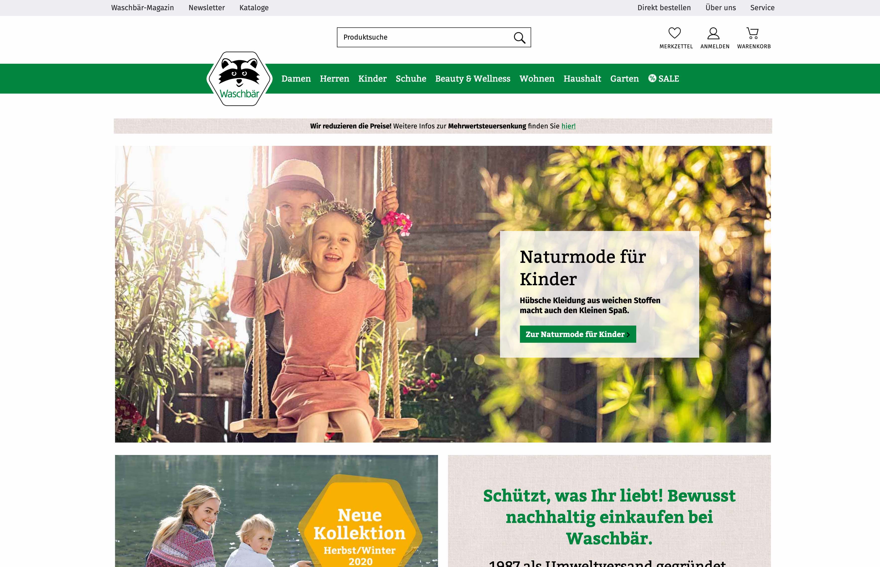 Website Vorschau von Waschbär