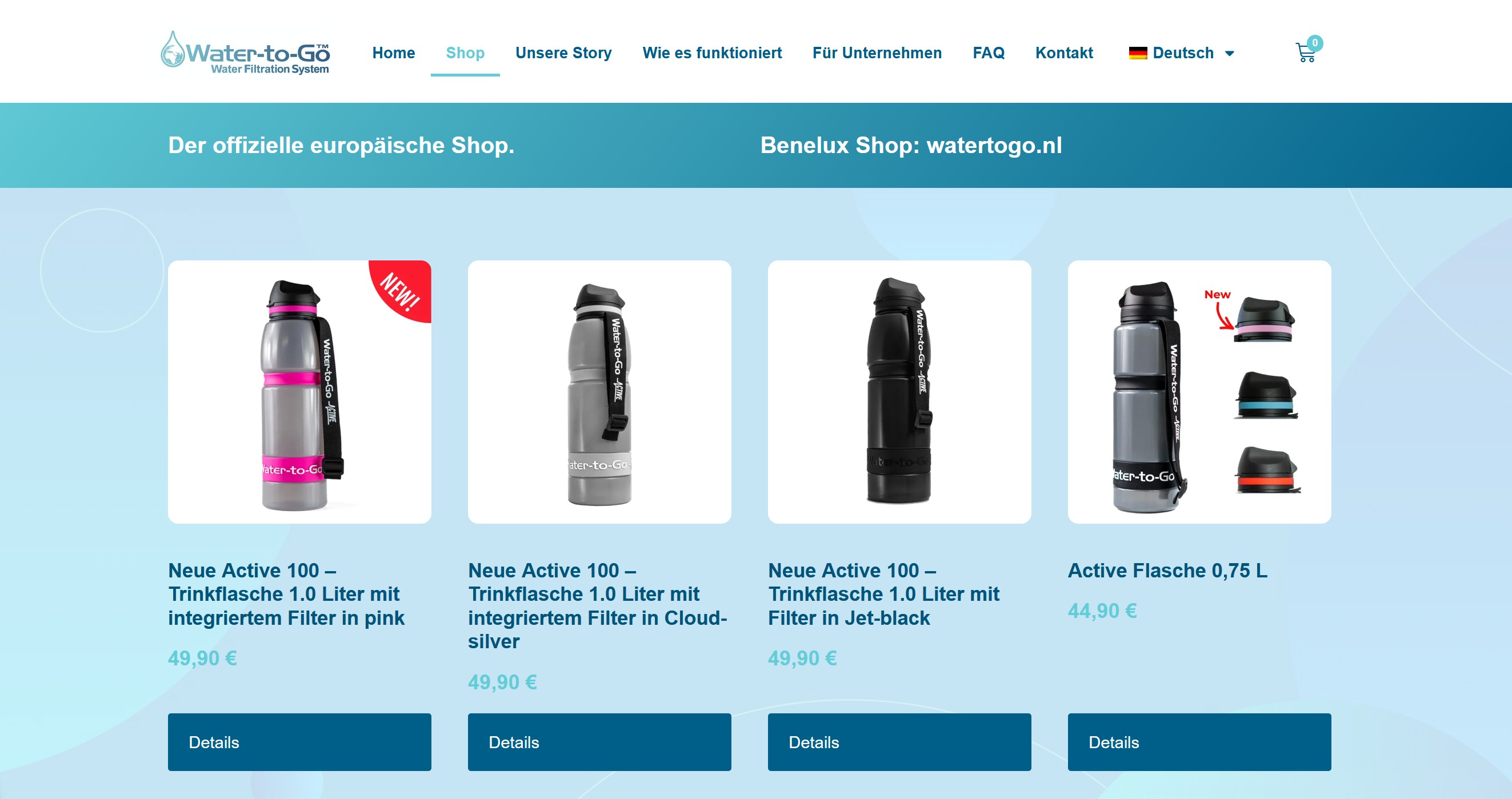 Website Vorschau von Water-to-Go