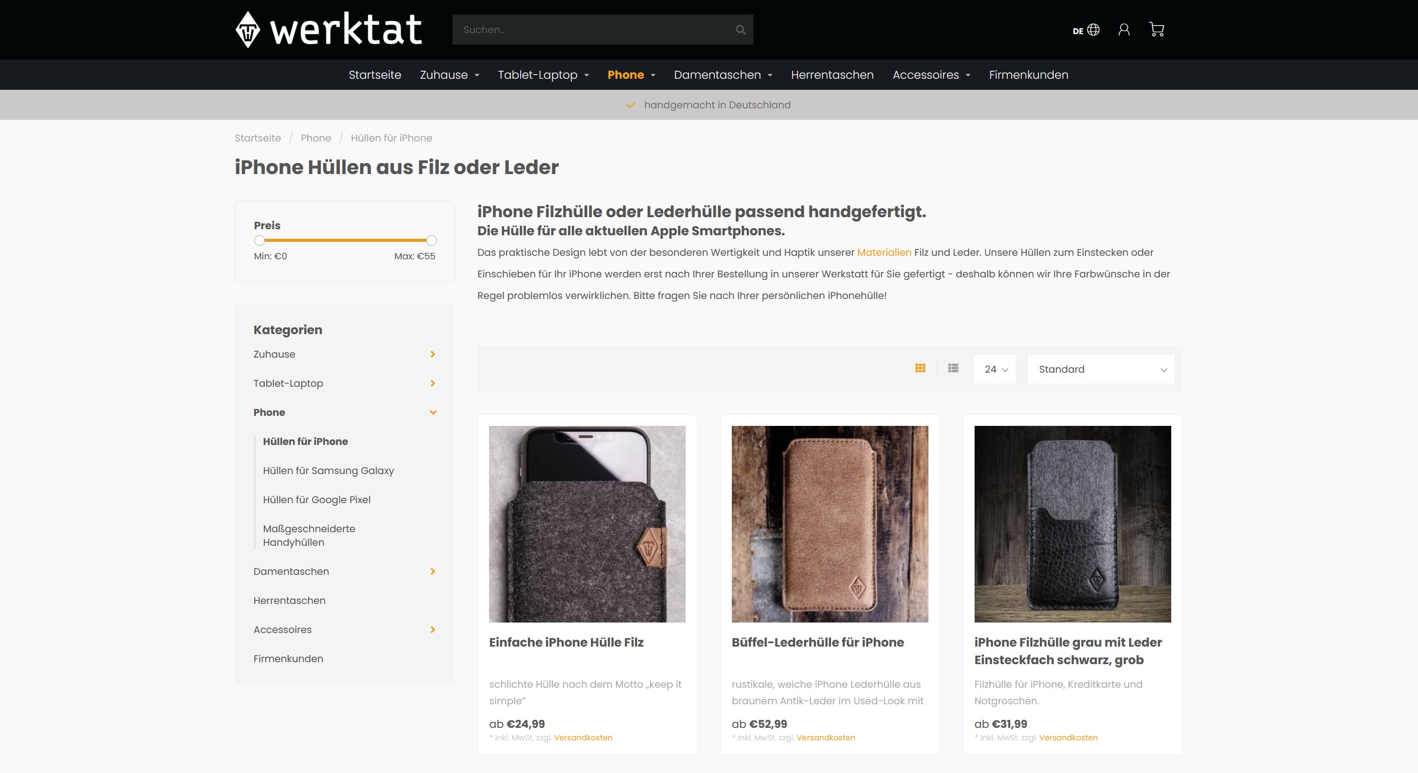 Website Vorschau von werktat