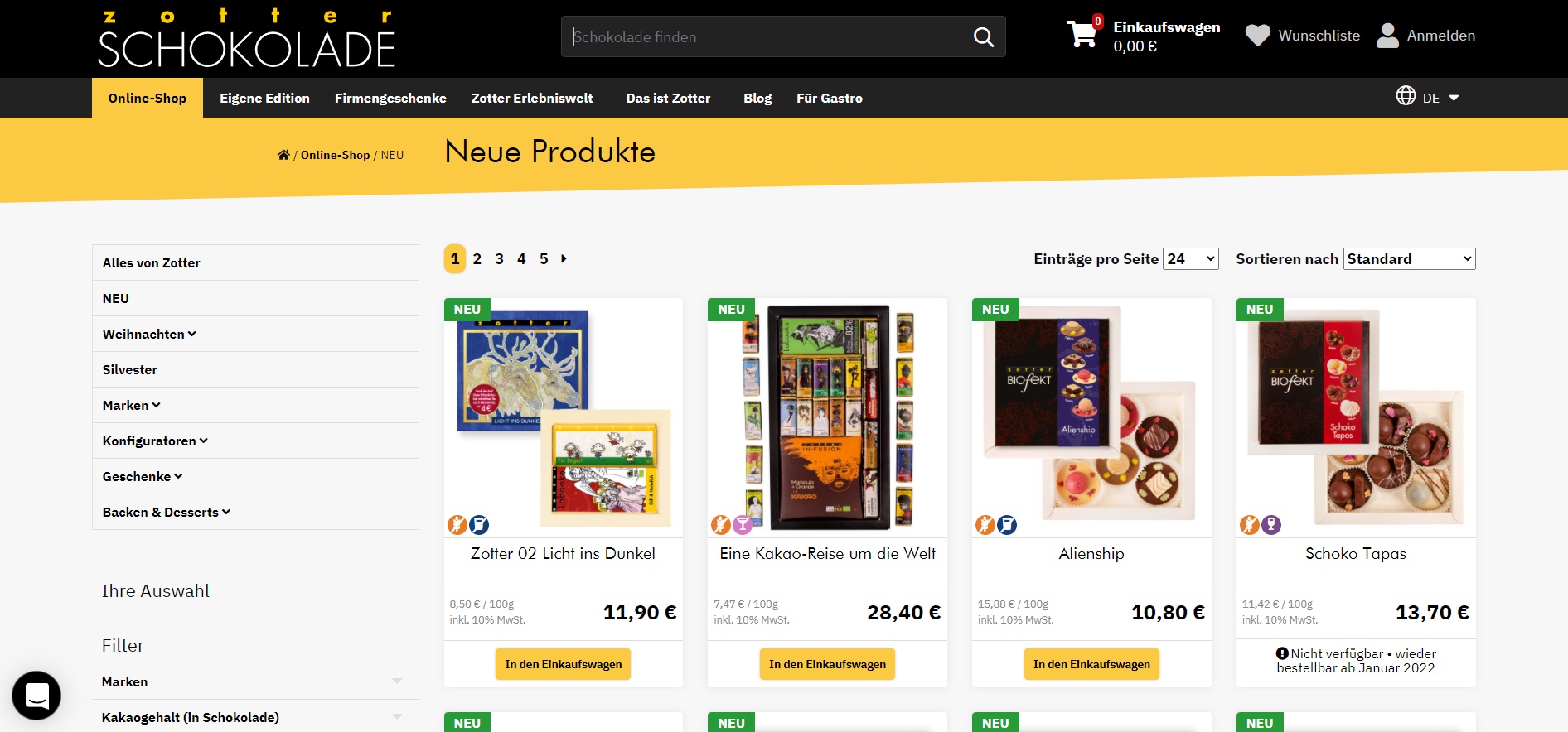 Website Vorschau von Zotter